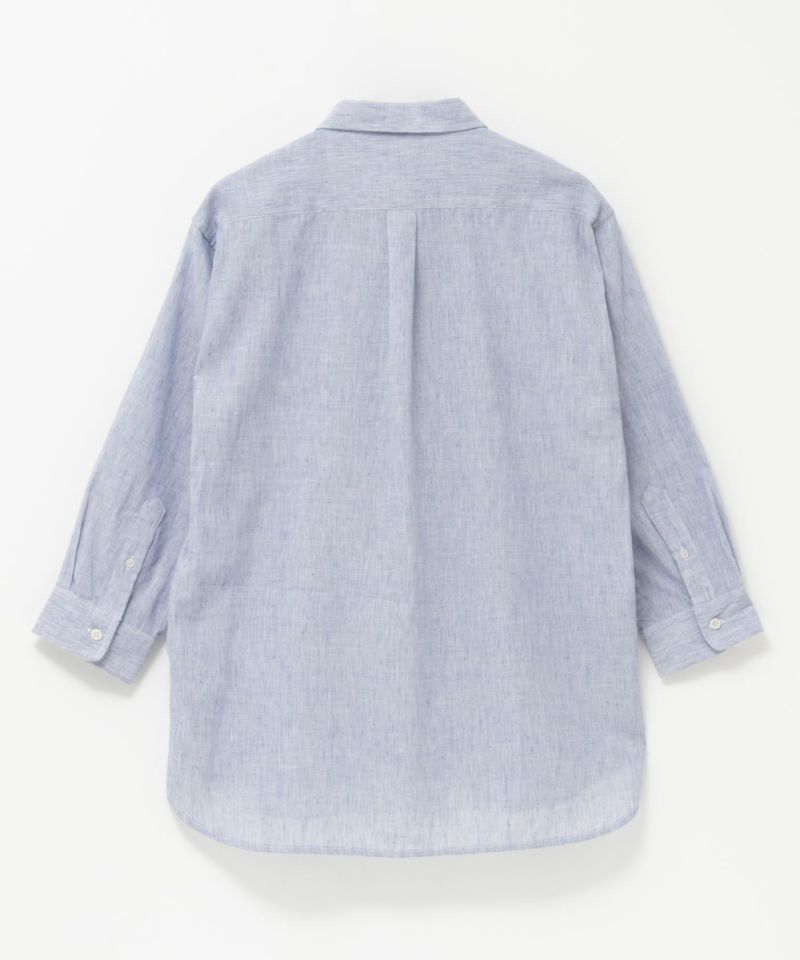 NAVY リネン混7分袖シャツ メンズ NAVY リネン混7分袖シャツ メンズ