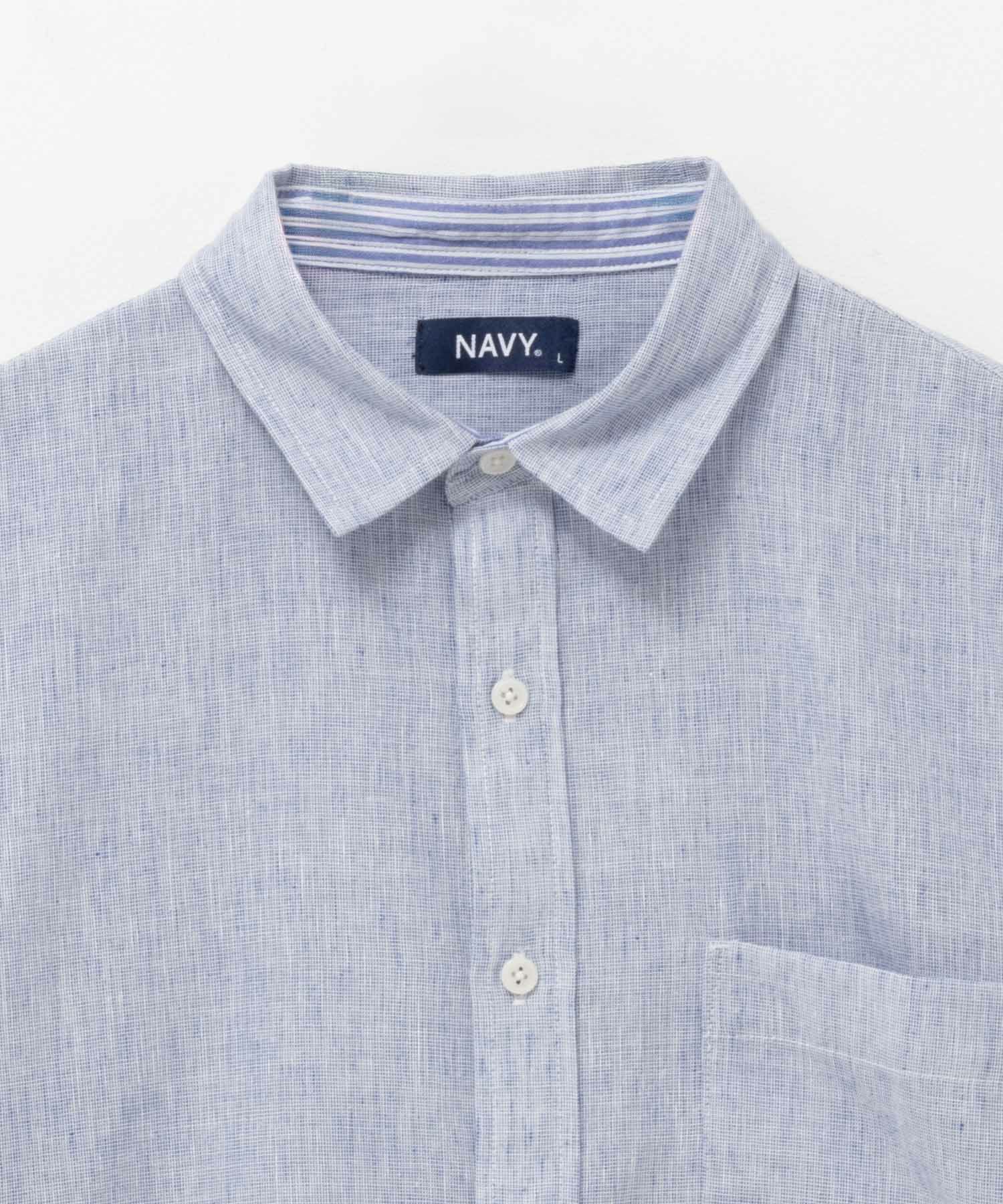 NAVY SARARI リネン混7分袖シャツ メンズ商品サムネイル-29