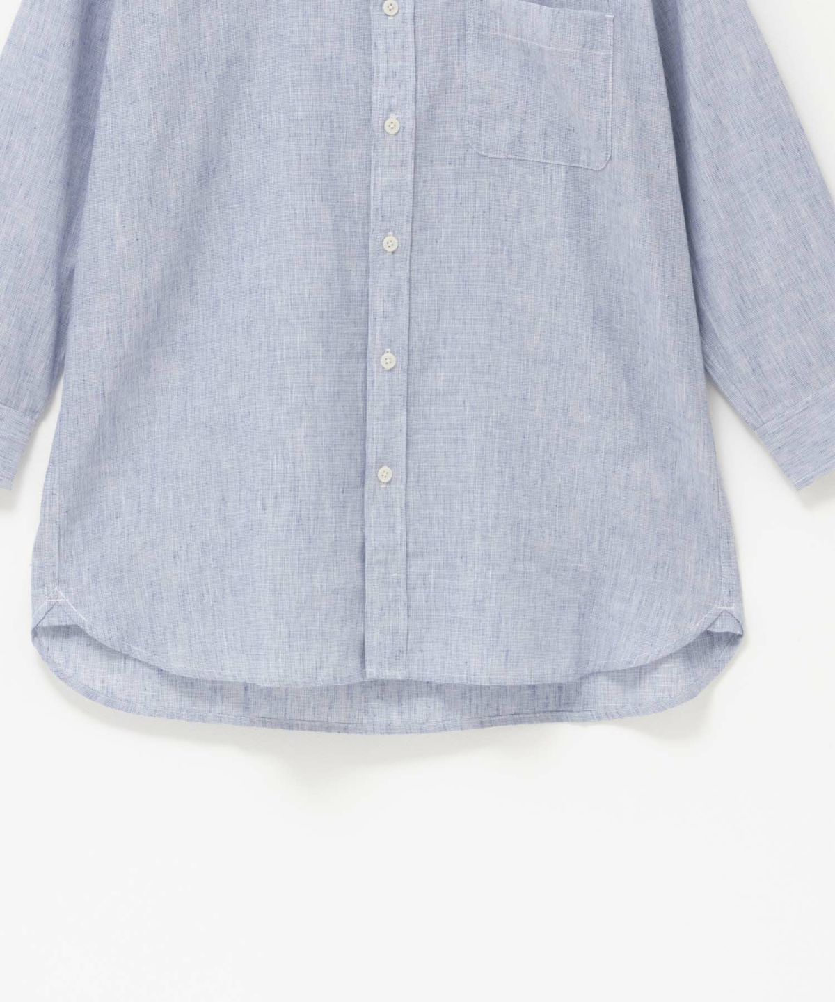 NAVY リネン混7分袖シャツ メンズ