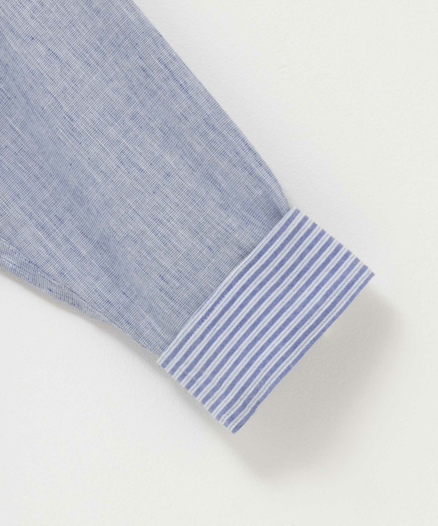 NAVY リネン混7分袖シャツ メンズ