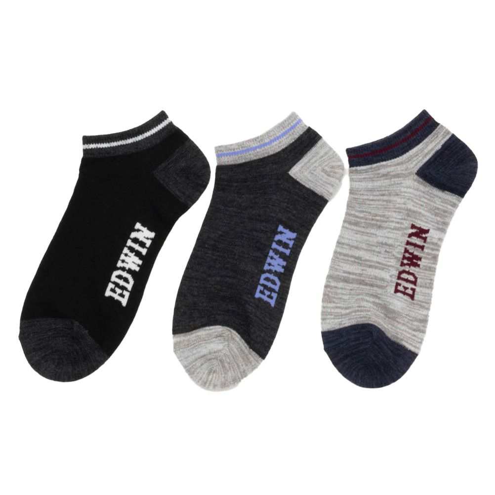 EDWIN アンクルソックス 切替 3足組 メンズ