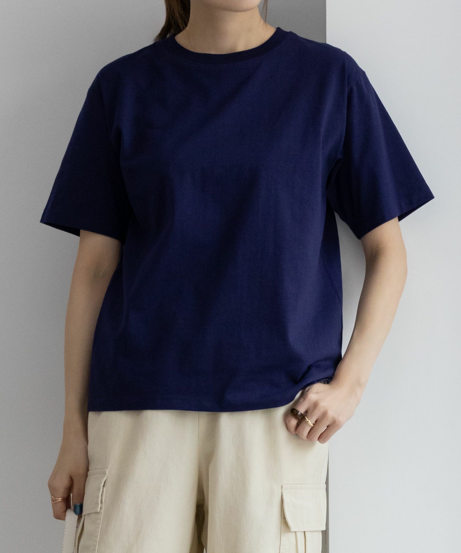 NAVY  ベーシッククルーTシャツ レディース メール便 対応商品商品サムネイル-1