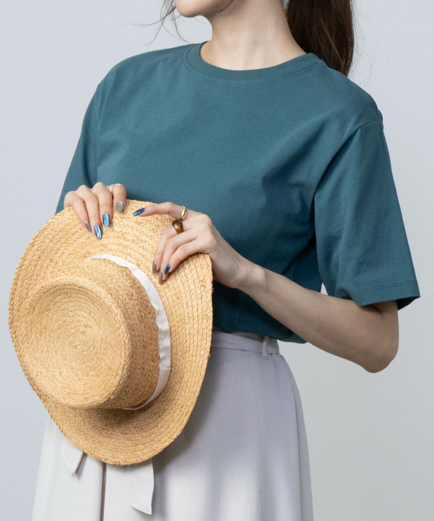 NAVY  ベーシッククルーTシャツ レディース メール便 対応商品商品画像-5