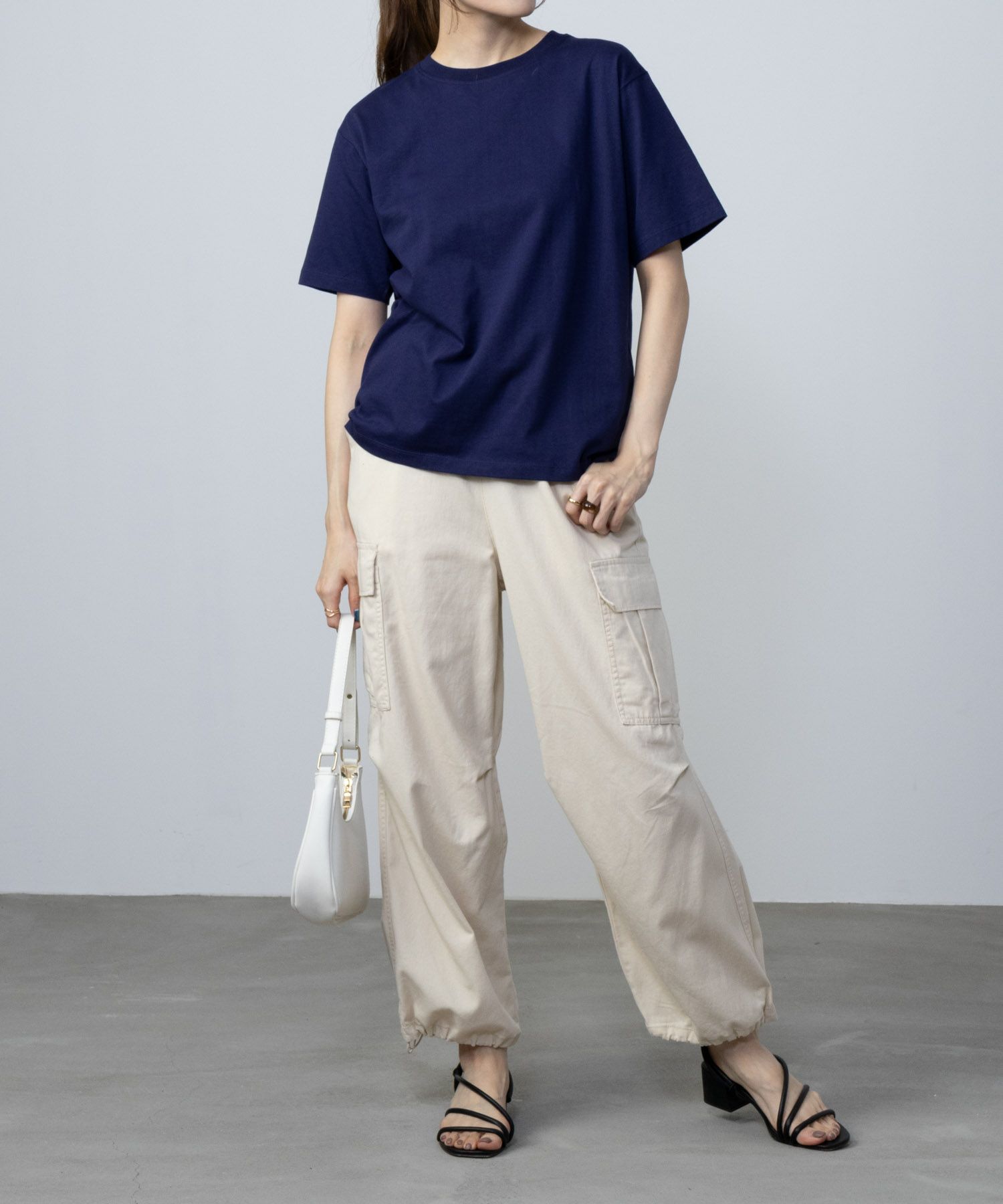 NAVY  ベーシッククルーTシャツ レディース メール便 対応商品商品画像-6