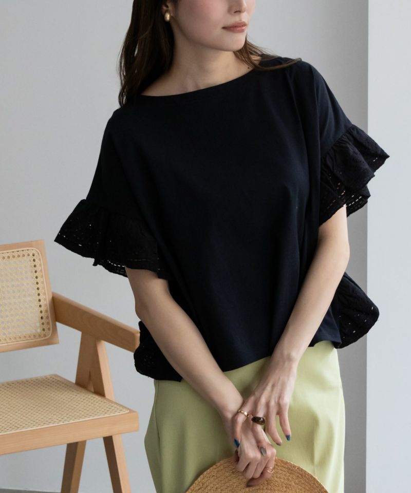 Howdy Marie  インド綿 袖フリルTシャツ レディース メール便 対応商品商品画像-1