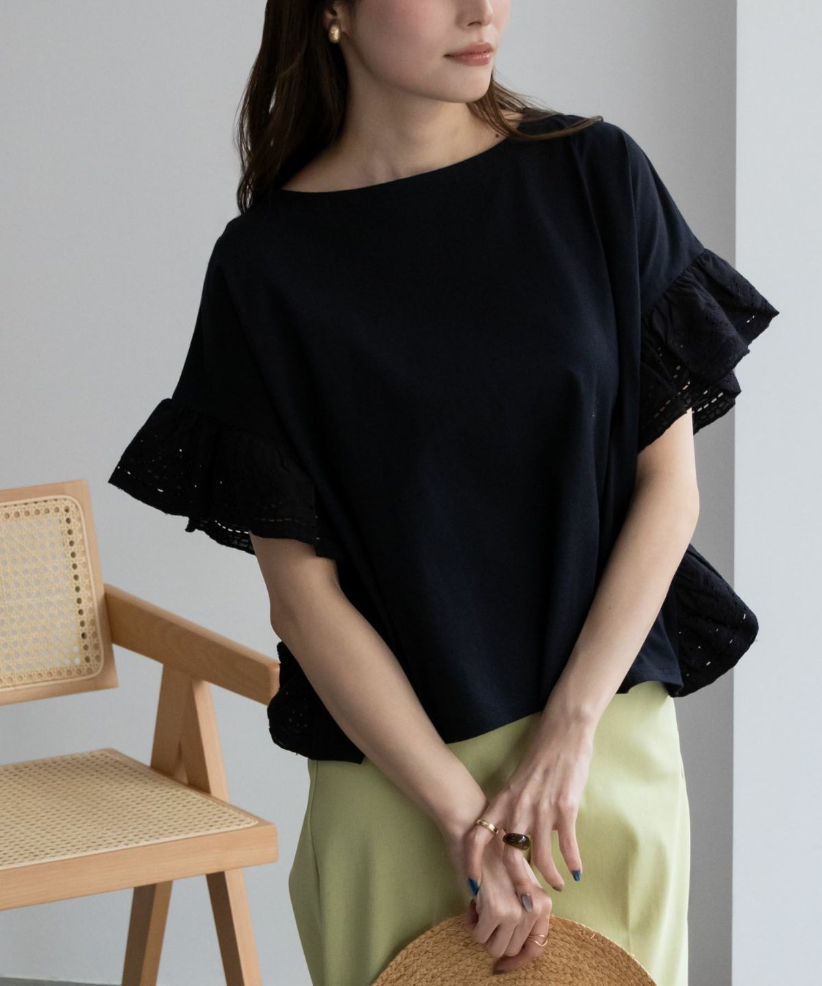 Howdy Marie インド綿 袖フリルTシャツ レディース ネコポス 対応商品【3,300円以上お買上げでオリジナルトートバッグプレゼント】