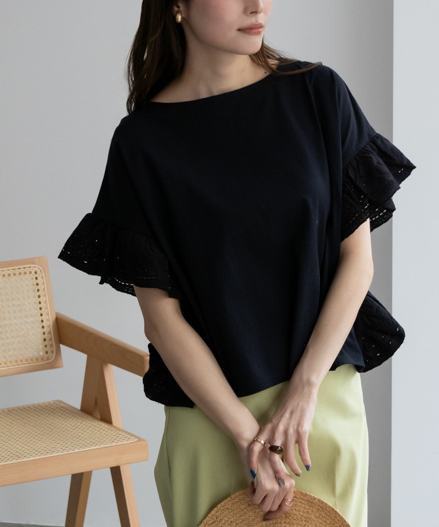 Howdy Marie インド綿 袖フリルTシャツ レディース ネコポス 対応商品【3,300円以上お買上げでオリジナルトートバッグプレゼント】