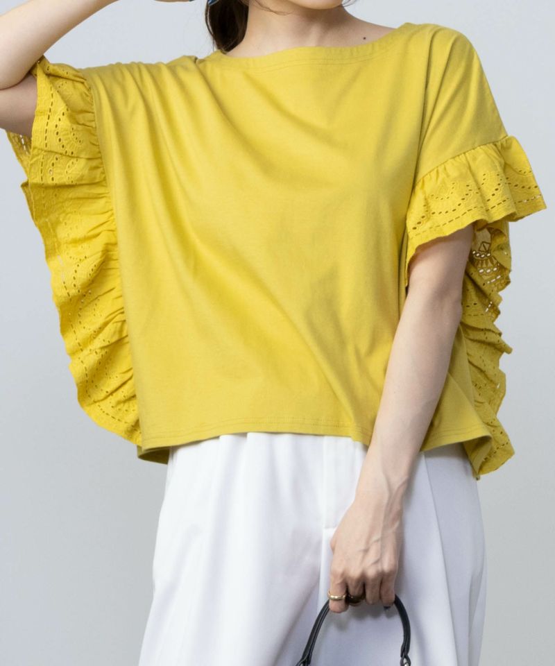 Howdy Marie インド綿 袖フリルTシャツ レディース メール便 対応商品商品画像-3