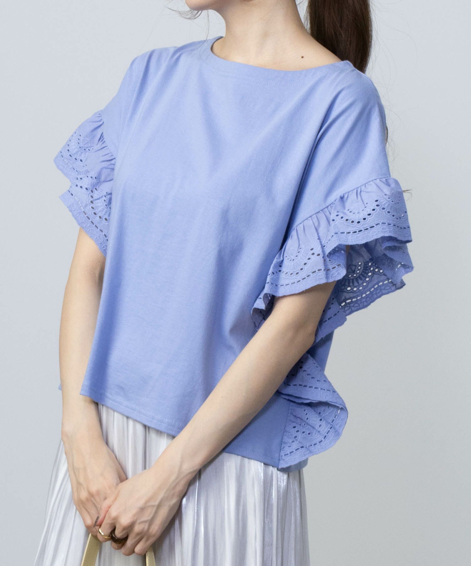 Howdy Marie インド綿 袖フリルTシャツ レディース メール便 対応商品商品画像-4