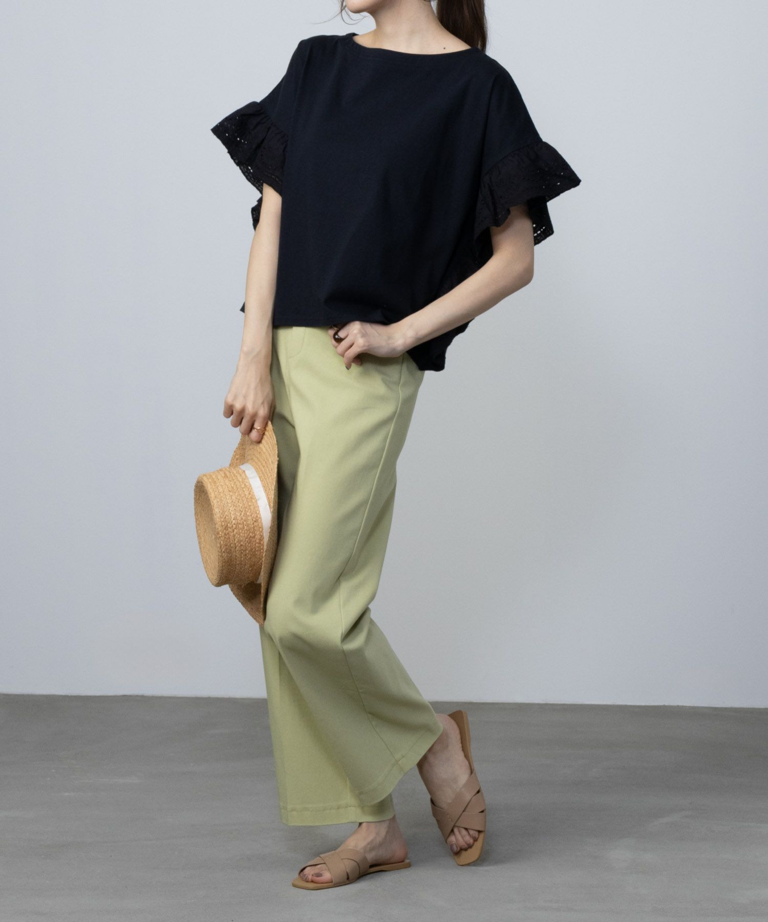 Howdy Marie インド綿 袖フリルTシャツ レディース メール便 対応商品商品画像-5