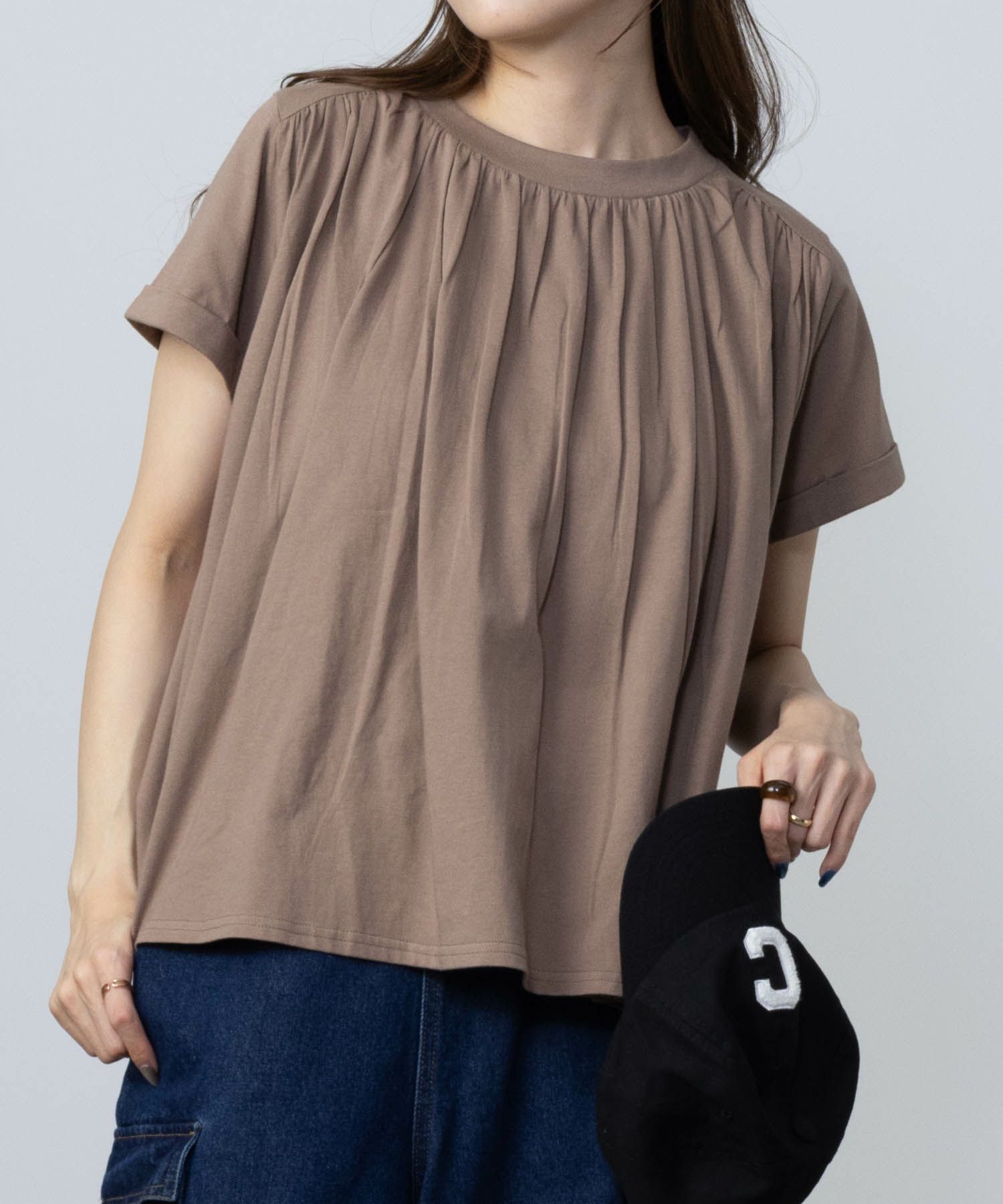 Howdy Marie  インド綿 ギャザーTシャツ レディース メール便 対応商品商品サムネイル-3