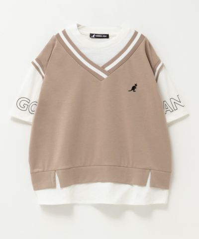 KANGOL  ポンチ素材 ベストフェイクレイヤードTシャツ キッズ ネコポス 対応商品