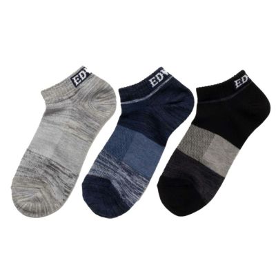 EDWIN  クールフレックス アンクルソックス バックロゴ 3足組 メンズ