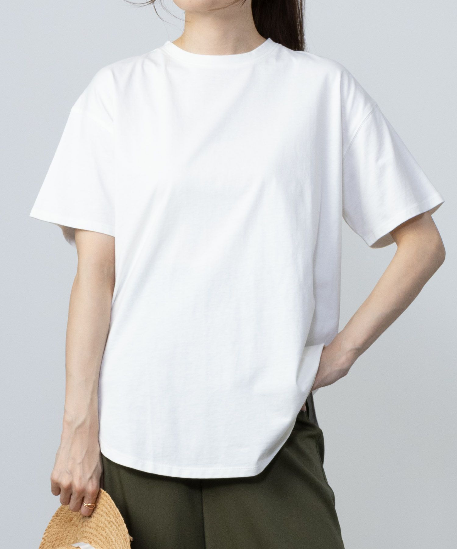 NAVY  ベーシック裾ラウンドTシャツ レディース メール便 対応商品商品サムネイル-2