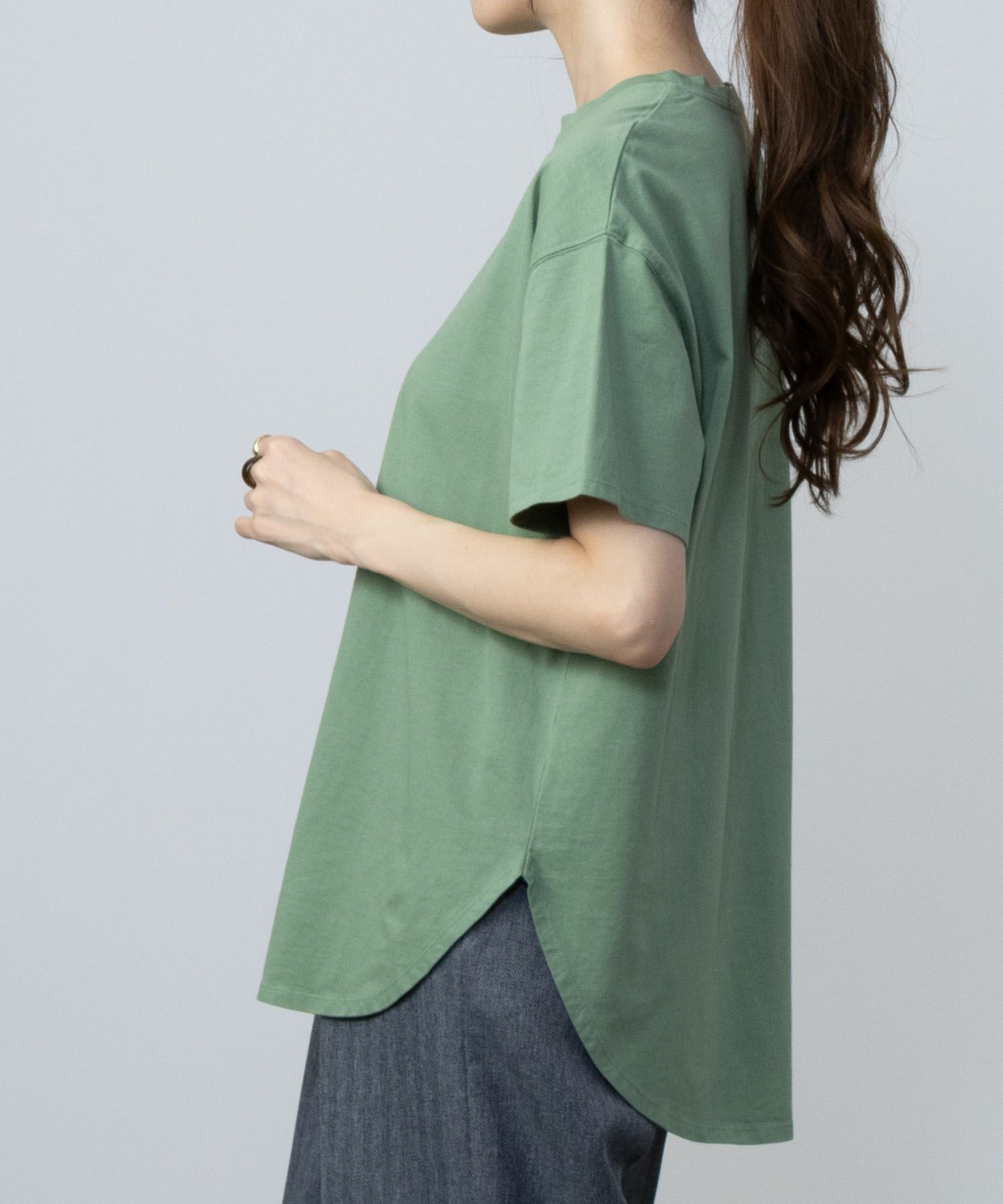 NAVY  ベーシック裾ラウンドTシャツ レディース メール便 対応商品商品画像-9