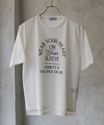 NAVY  5分袖アーチプリントTシャツ レディース ネコポス 対応商品