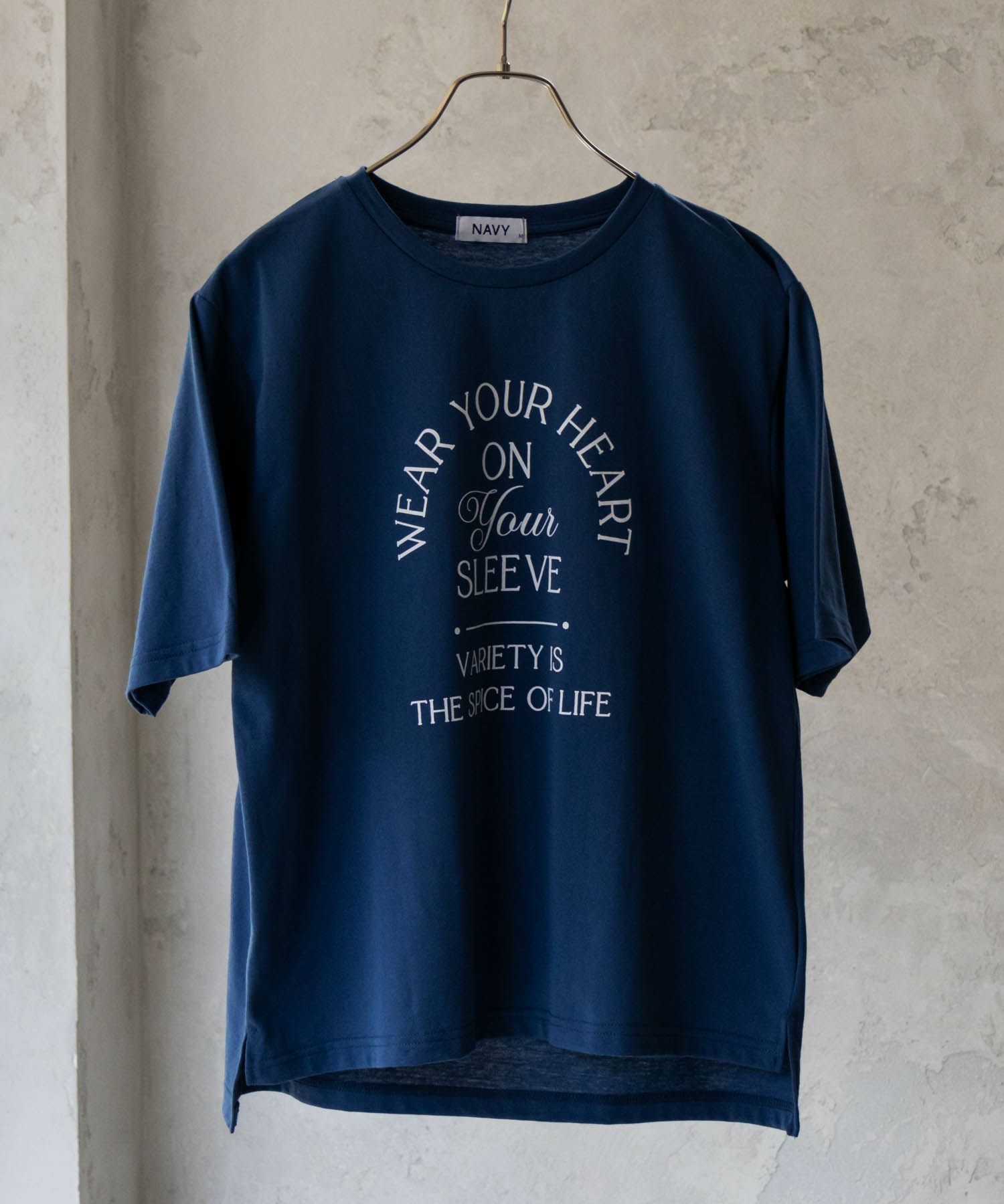 NAVY  5分袖アーチプリントTシャツ レディース メール便 対応商品商品サムネイル-3
