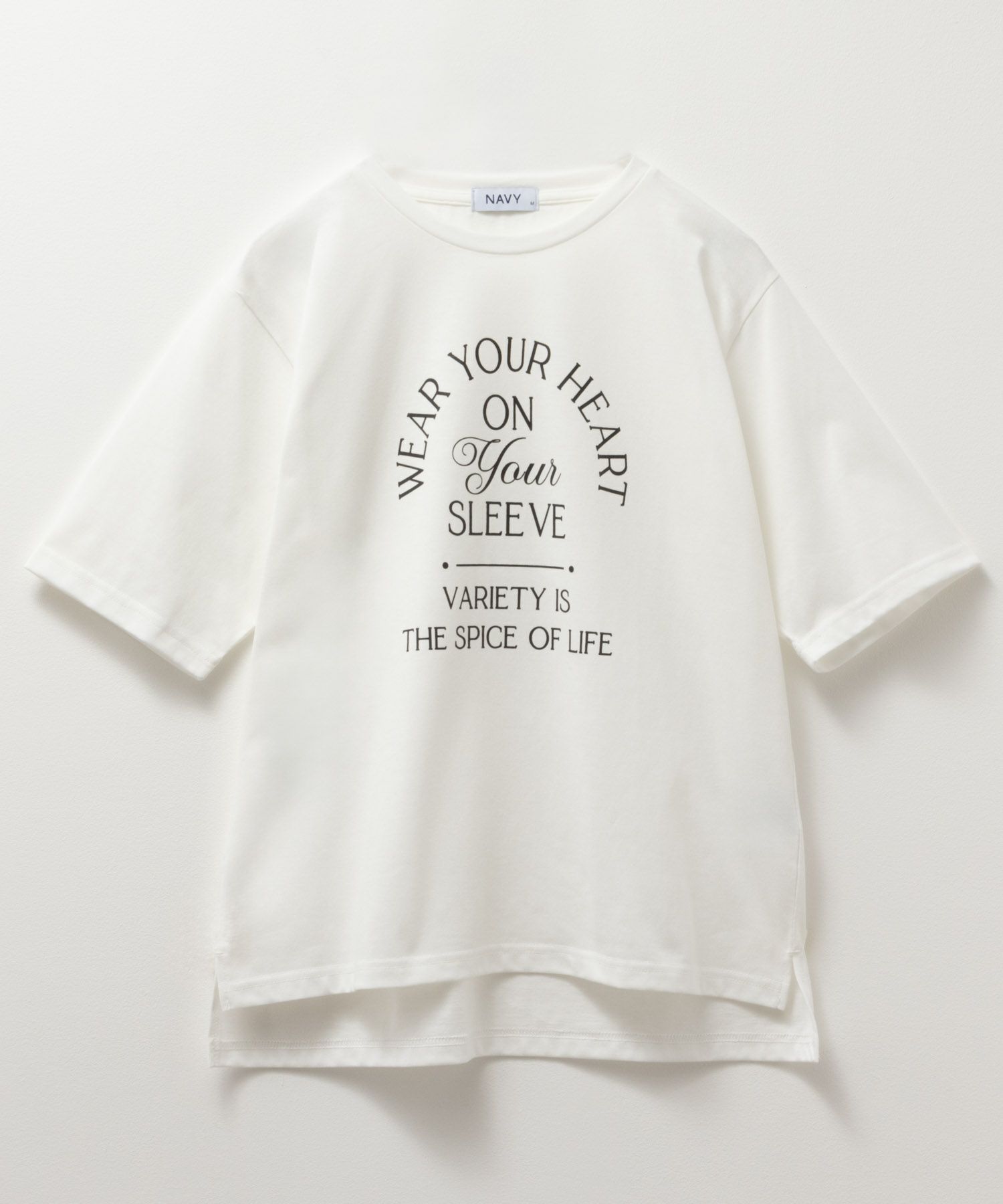NAVY  5分袖アーチプリントTシャツ レディース メール便 対応商品商品画像-4