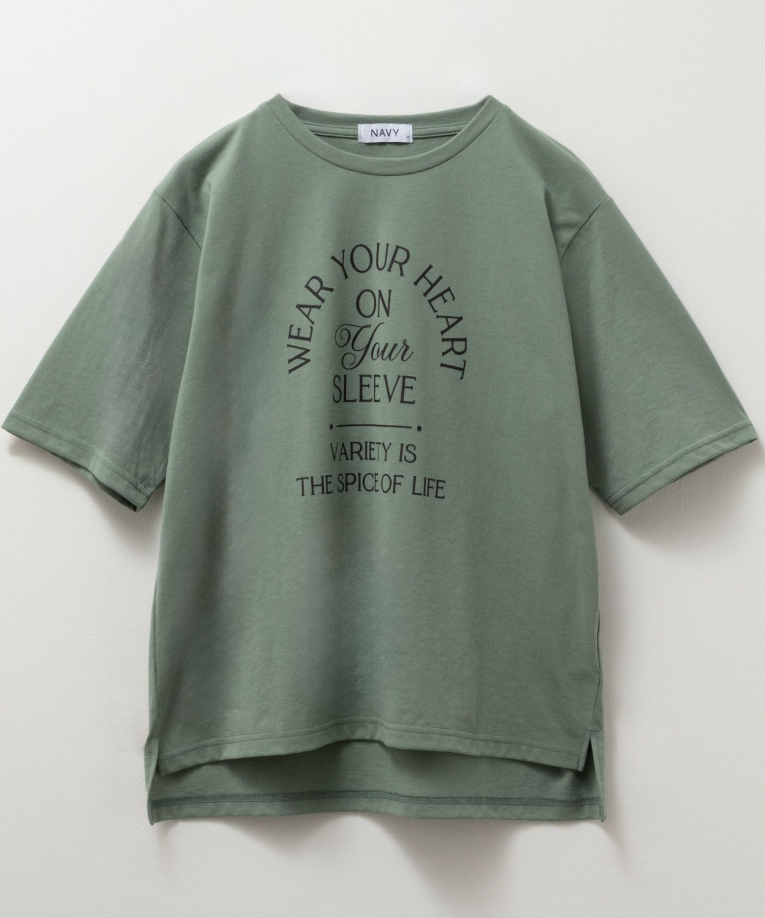 NAVY  5分袖アーチプリントTシャツ レディース メール便 対応商品商品画像-6