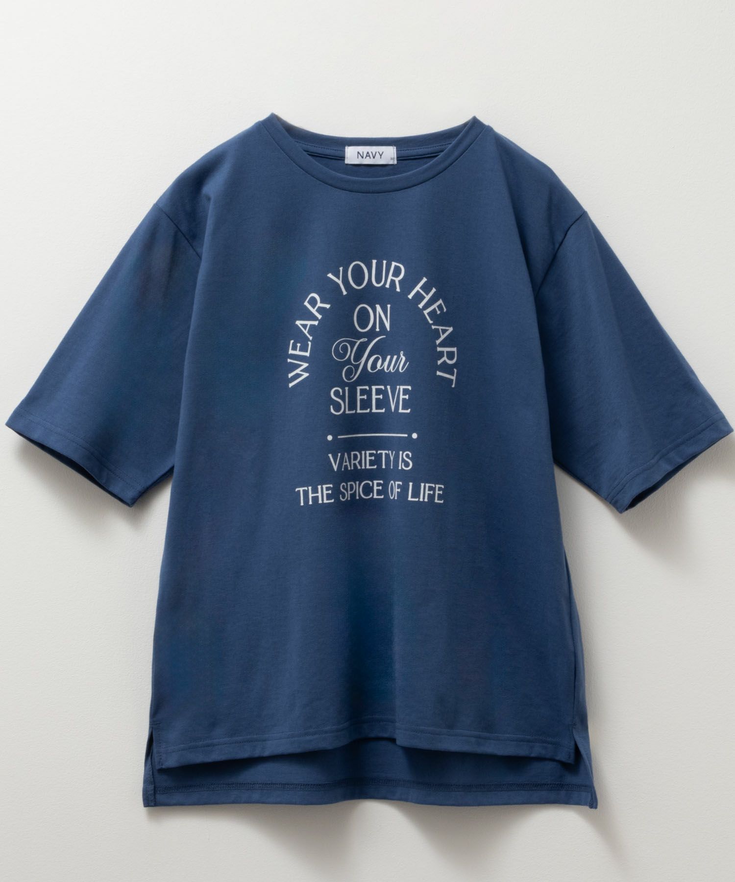 NAVY  5分袖アーチプリントTシャツ レディース メール便 対応商品商品サムネイル-7