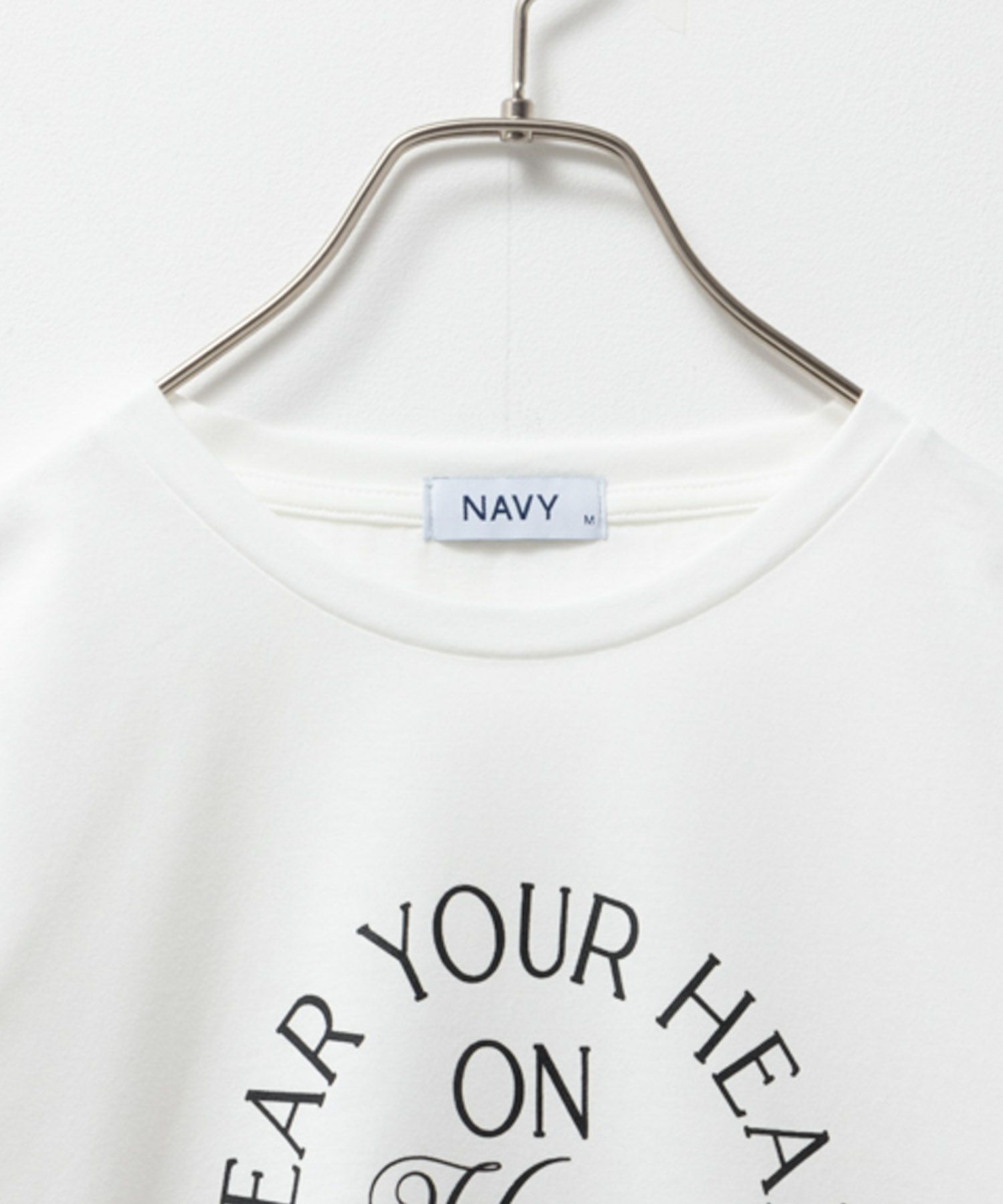 NAVY  5分袖アーチプリントTシャツ レディース メール便 対応商品商品画像-8