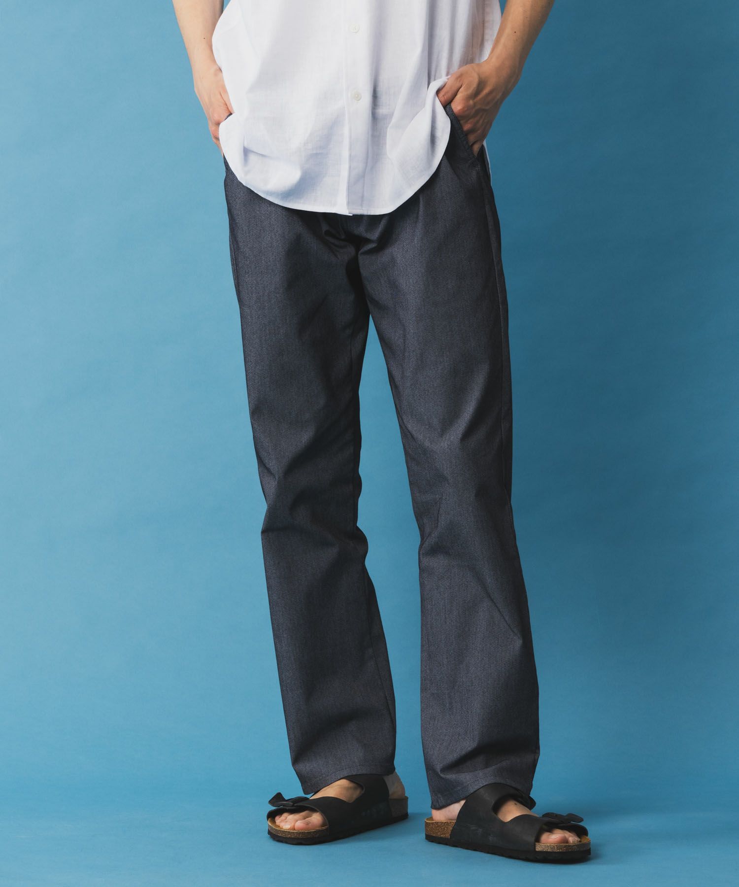 NAVY SARARI 裏メッシュドビーCOOLストレートパンツ メンズ商品画像-2