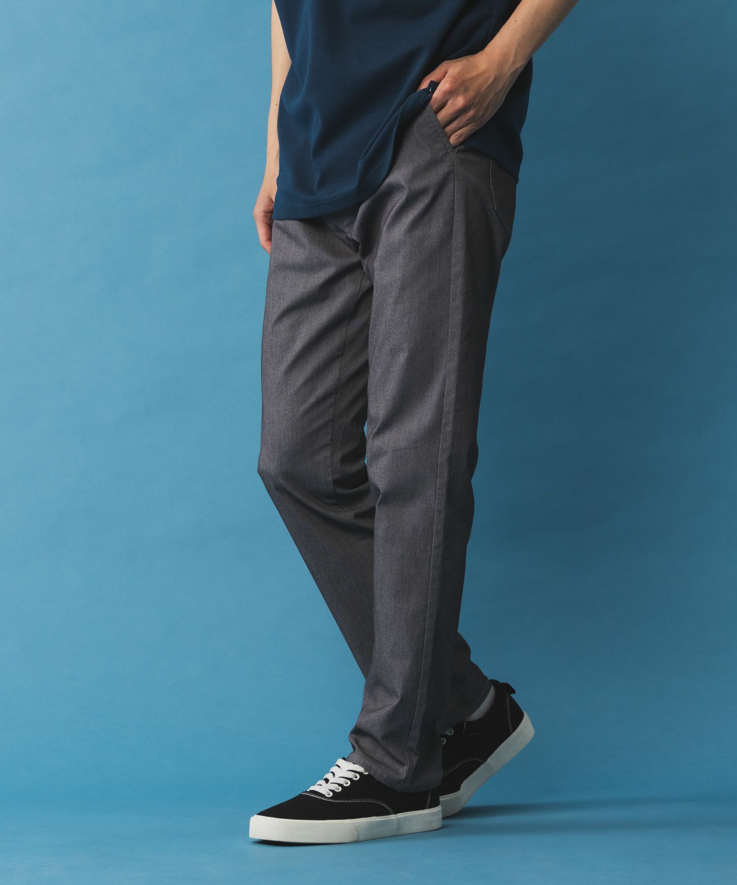 NAVY SARARI 裏メッシュドビーCOOLストレートパンツ メンズ商品画像-4