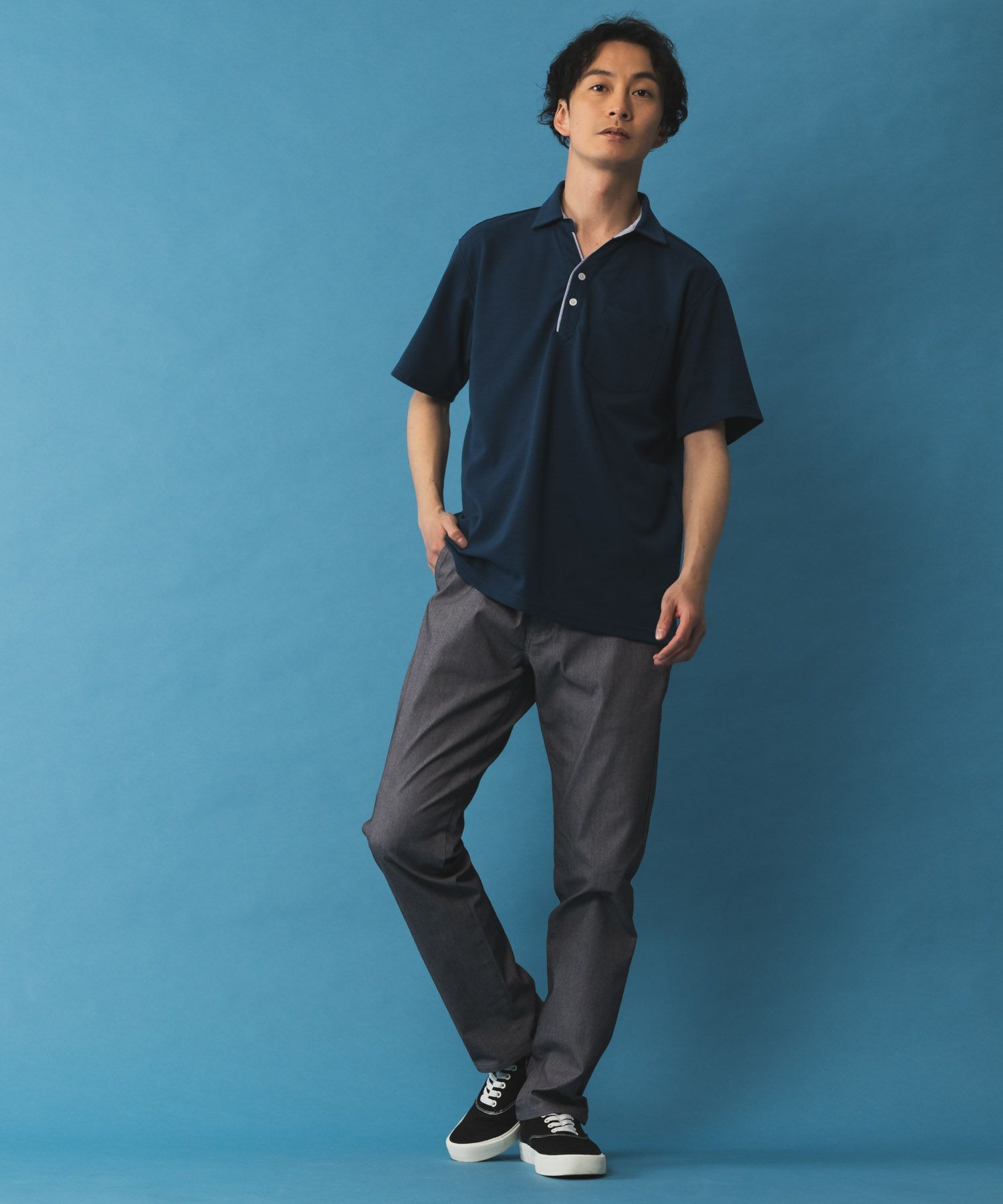 NAVY SARARI 裏メッシュドビーCOOLストレートパンツ メンズ商品サムネイル-5