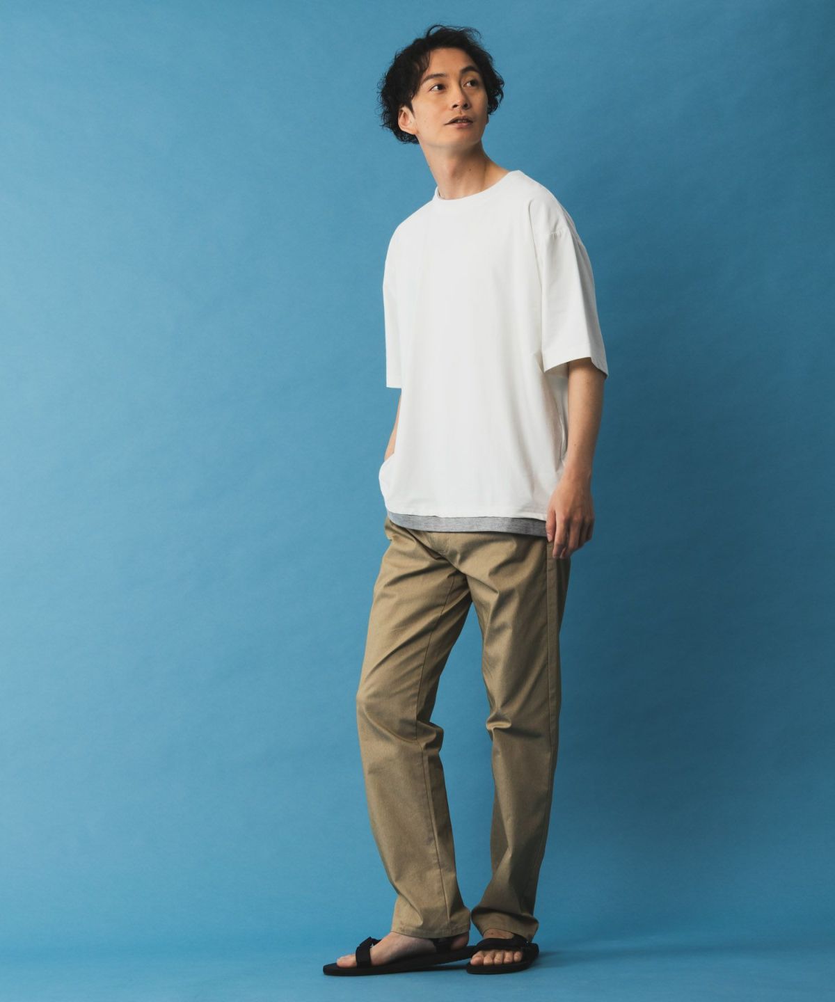 NAVY SARARI 裏メッシュドビーCOOLストレートパンツ メンズ
