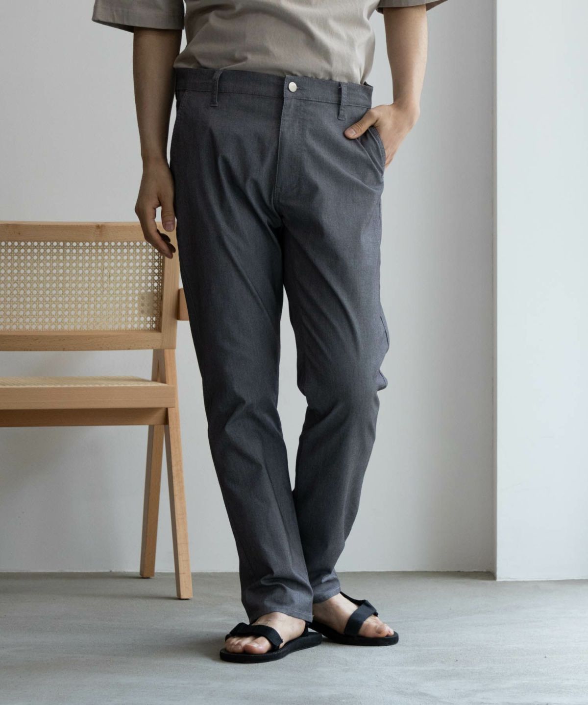 NAVY SARARI 裏メッシュドビーCOOLストレートパンツ メンズ