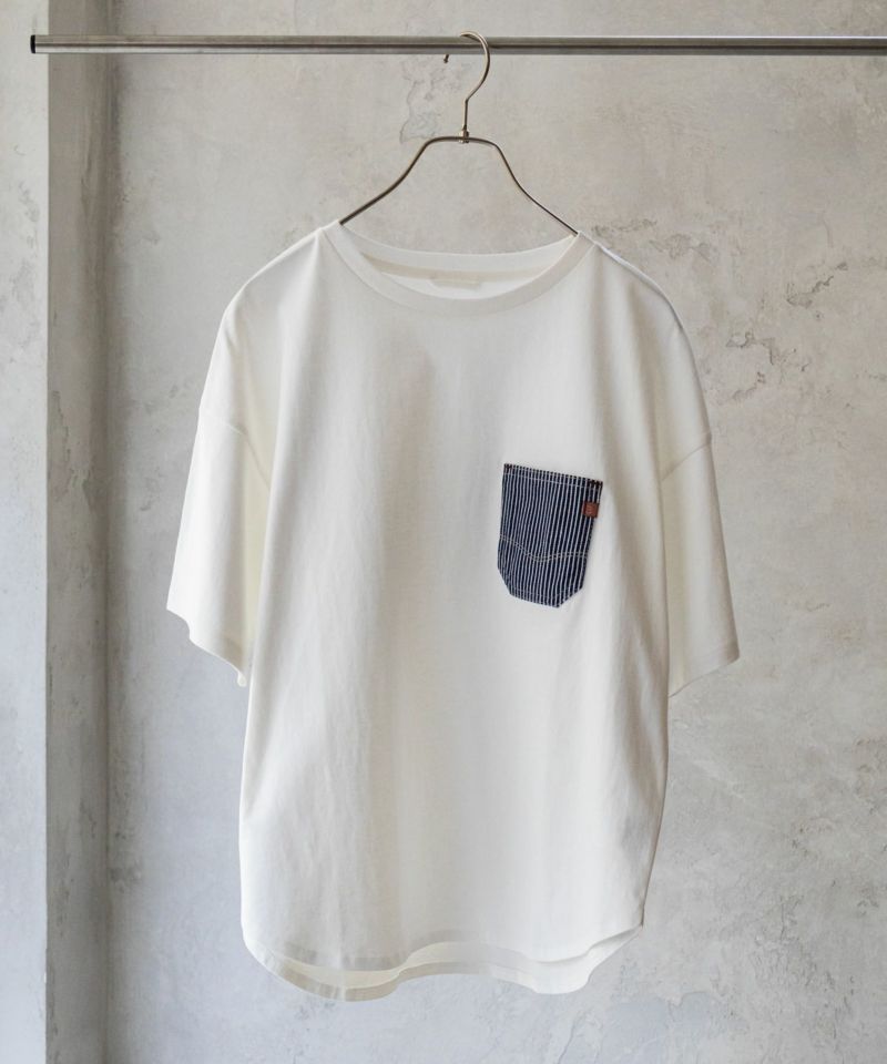 C17  デニムラウンド胸ポケットTシャツ レディース ネコポス 対応商品商品画像-2