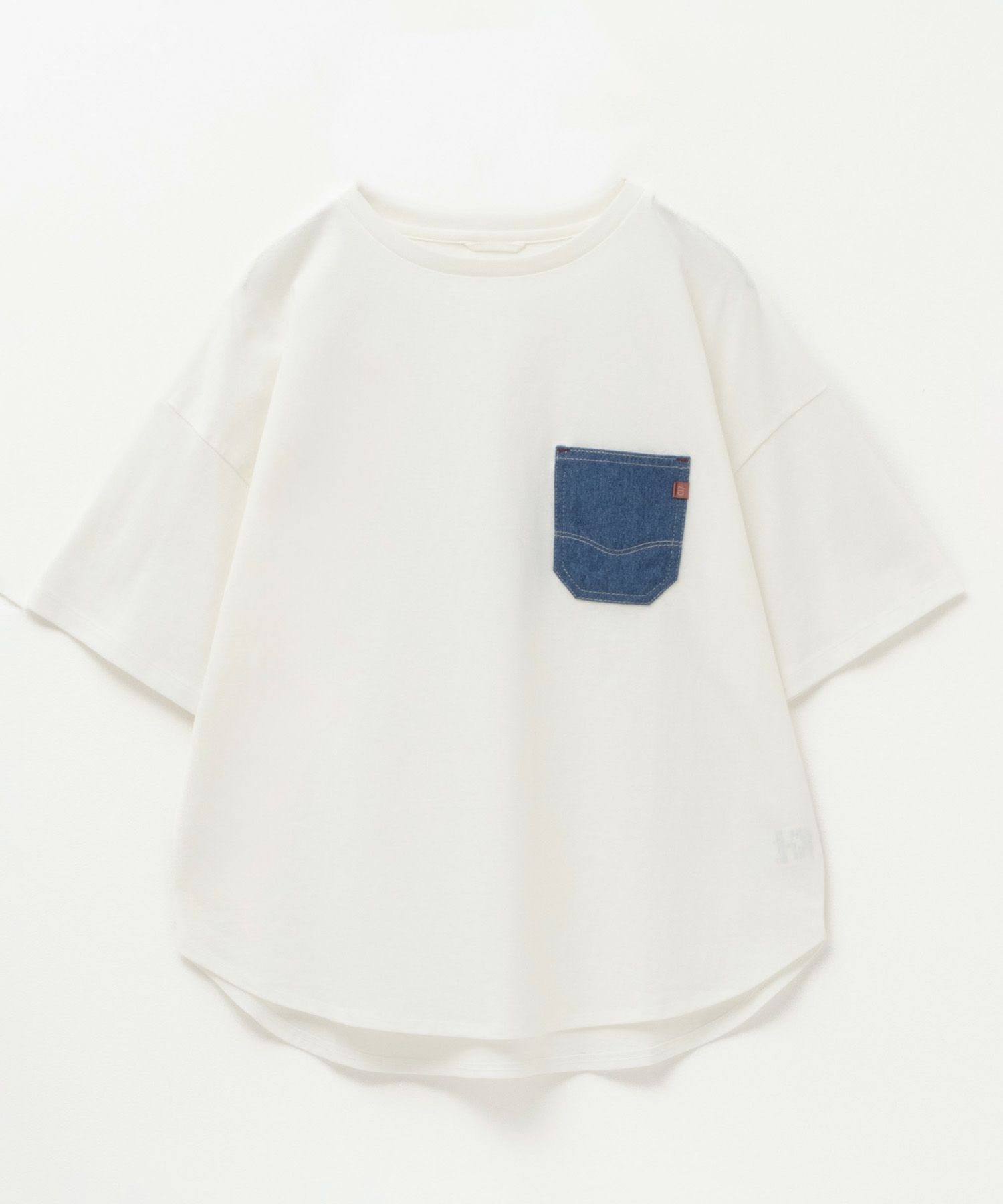 C17  デニムラウンド胸ポケットTシャツ レディース メール便 対応商品商品画像-5