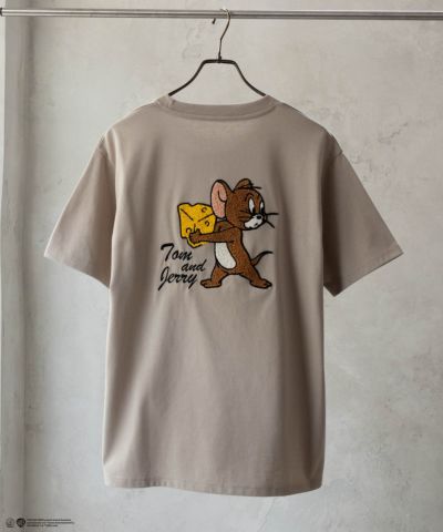 Tom and Jerry ジェリー タフィー サガラ刺繍Tシャツ メンズ