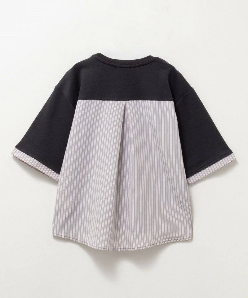 NAVY  ポンチ素材 布帛切替えプルオーバー キッズ メール便 対応商品商品画像-4