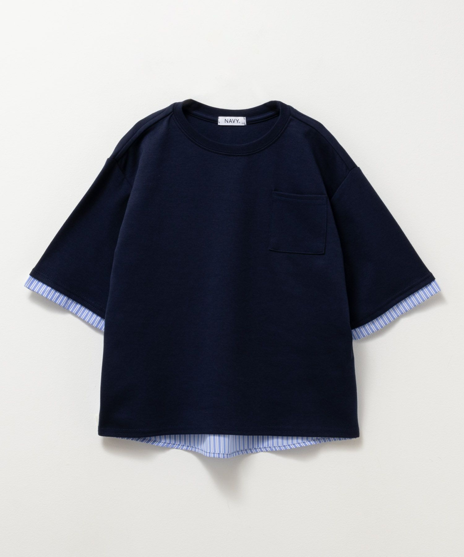 NAVY  ポンチ素材 布帛切替えプルオーバー キッズ メール便 対応商品商品画像-5
