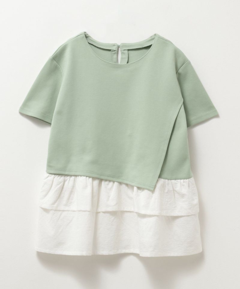 NAVY  ポンチ素材 フェイクレイヤードチュニック キッズ メール便 対応商品商品画像-1