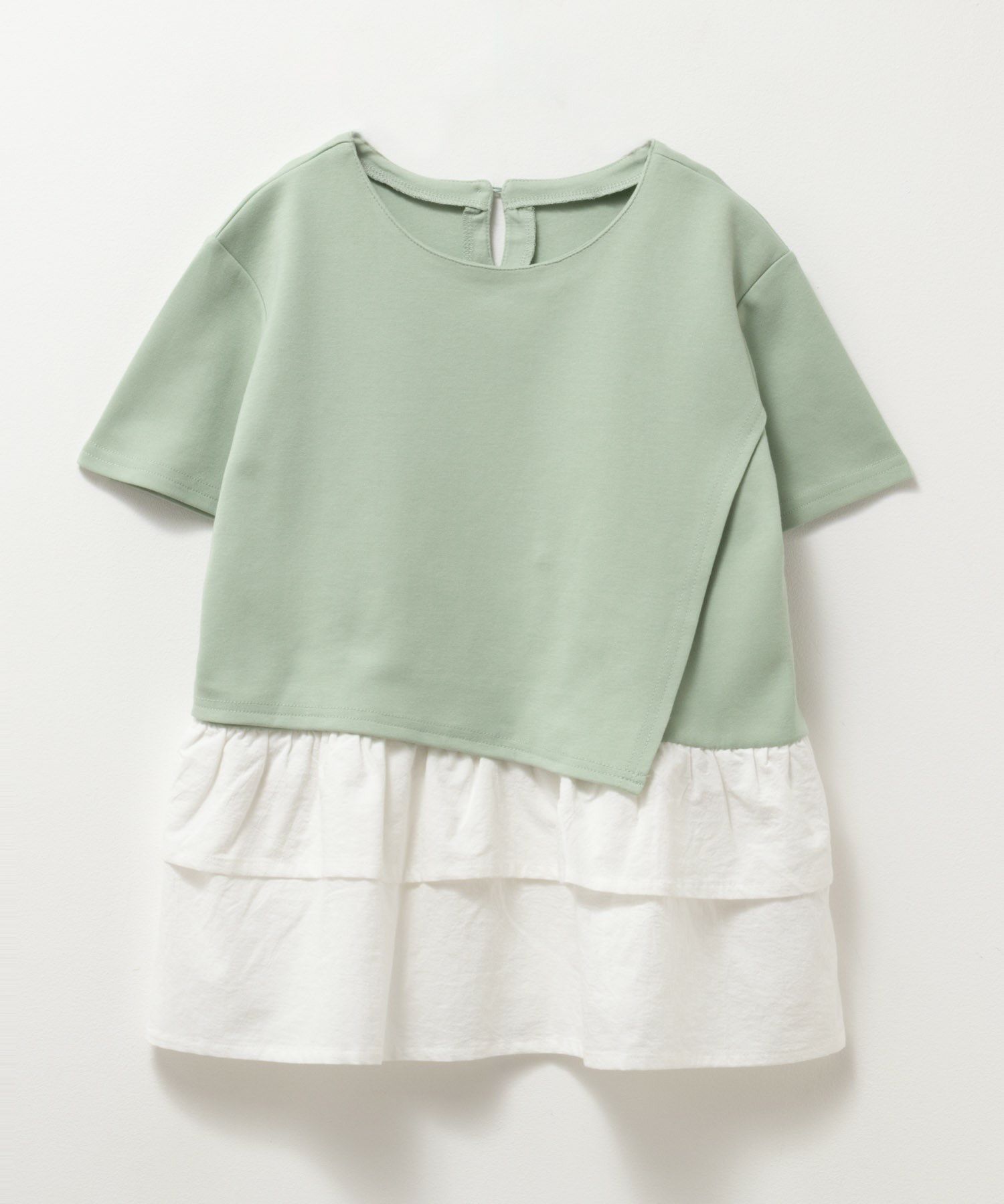 NAVY ポンチ素材 フェイクレイヤードチュニック キッズ メール便 対応商品商品画像-1