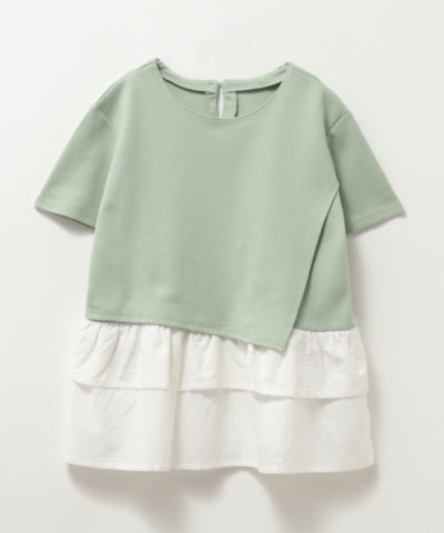 NAVY  ポンチ素材 フェイクレイヤードチュニック キッズ ネコポス 対応商品