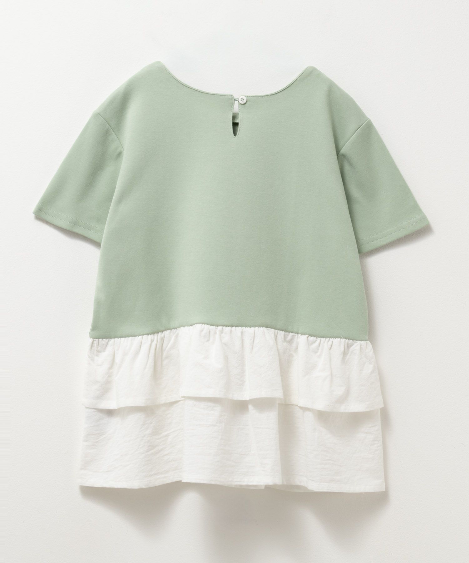 NAVY  ポンチ素材 フェイクレイヤードチュニック キッズ メール便 対応商品商品画像-2