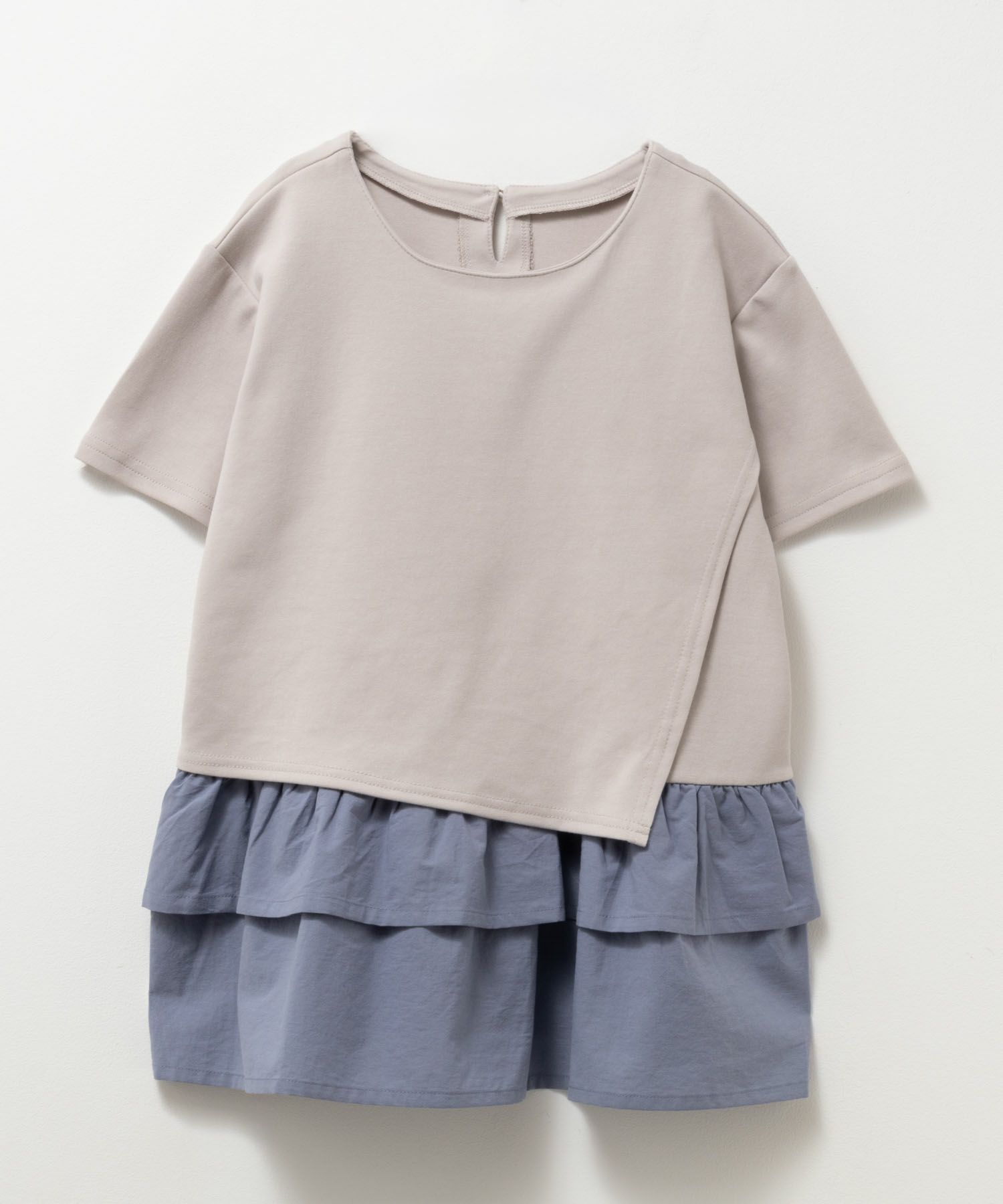 NAVY  ポンチ素材 フェイクレイヤードチュニック キッズ メール便 対応商品商品画像-3