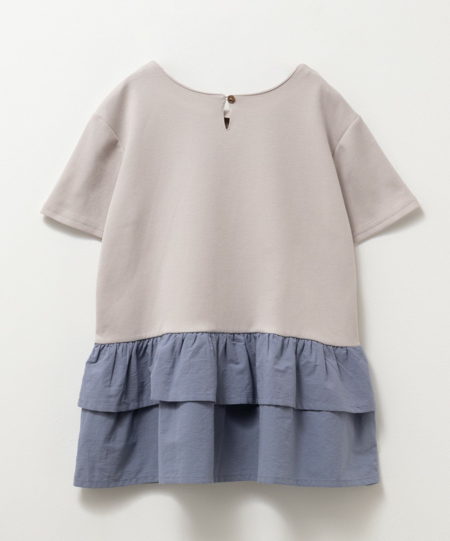 NAVY ポンチ素材 フェイクレイヤードチュニック キッズ メール便 対応商品商品画像-4