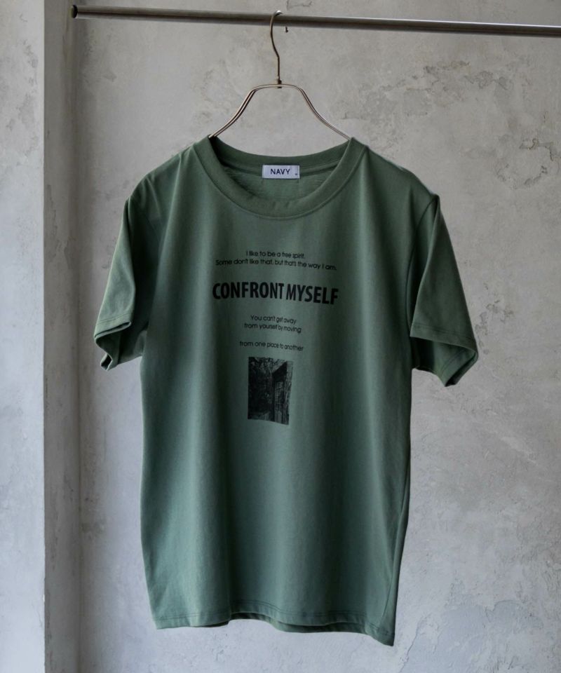 NAVY  フォトメッセージTシャツ レディース ネコポス 対応商品商品画像-2