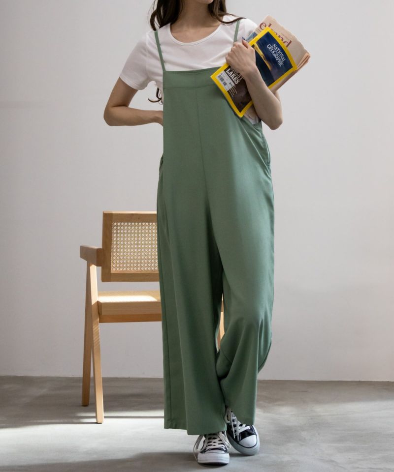 NAVY  麻ライクサロペットアンサンブル レディース商品画像-1