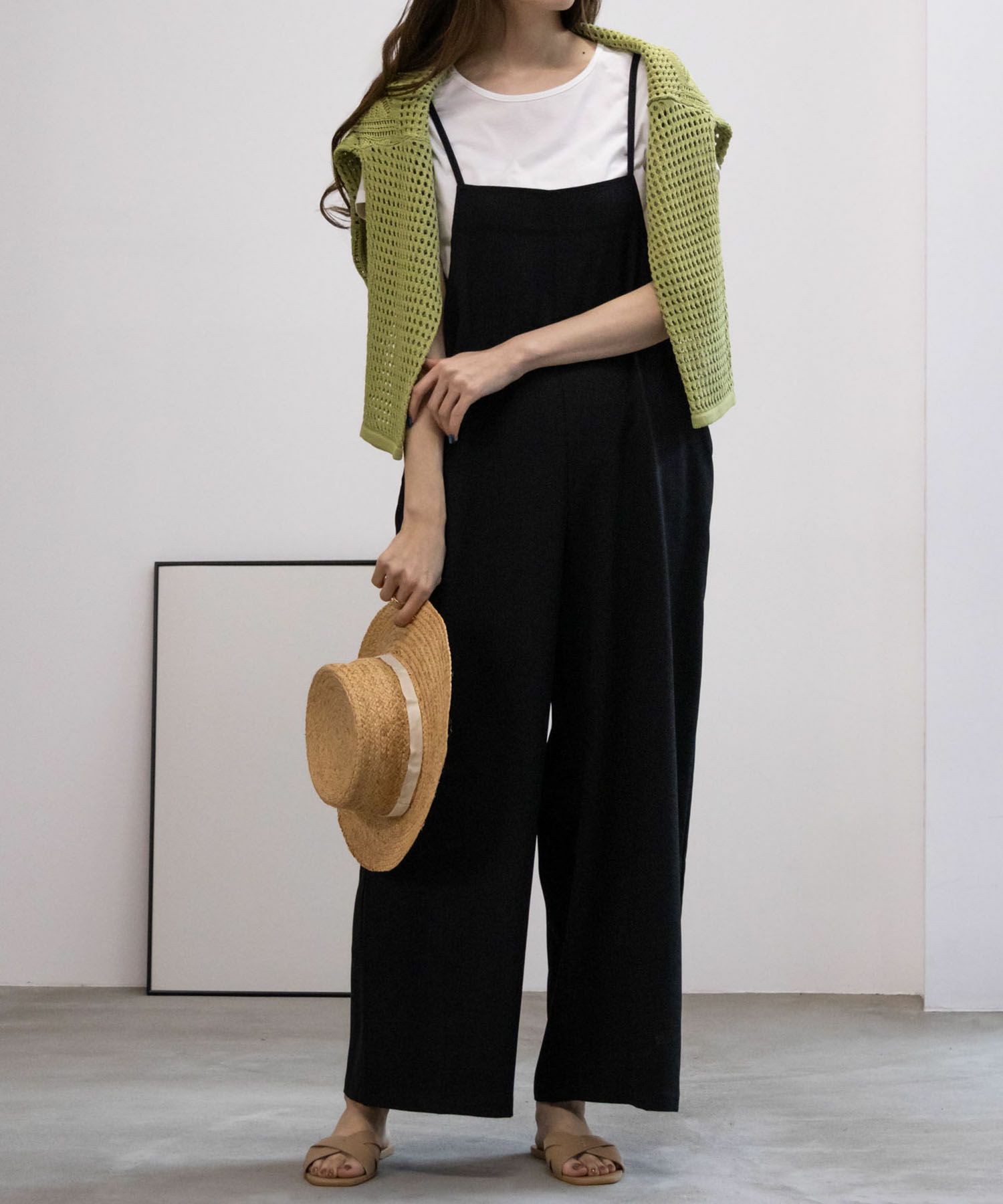 [期間限定価格]NAVY  麻ライクサロペットアンサンブル レディース商品画像-2