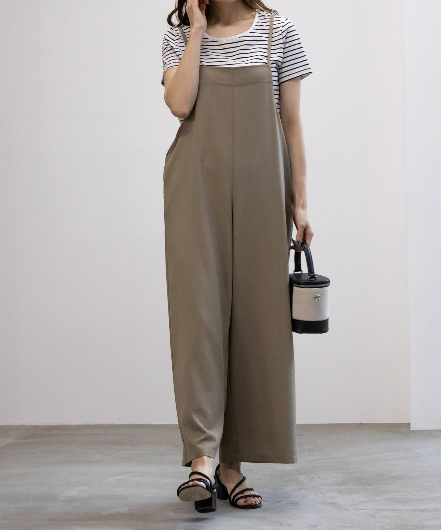 NAVY  麻ライクサロペットアンサンブル レディース商品画像-3