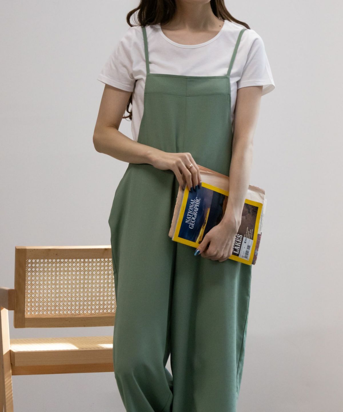 NAVY 麻ライクサロペットアンサンブル レディース