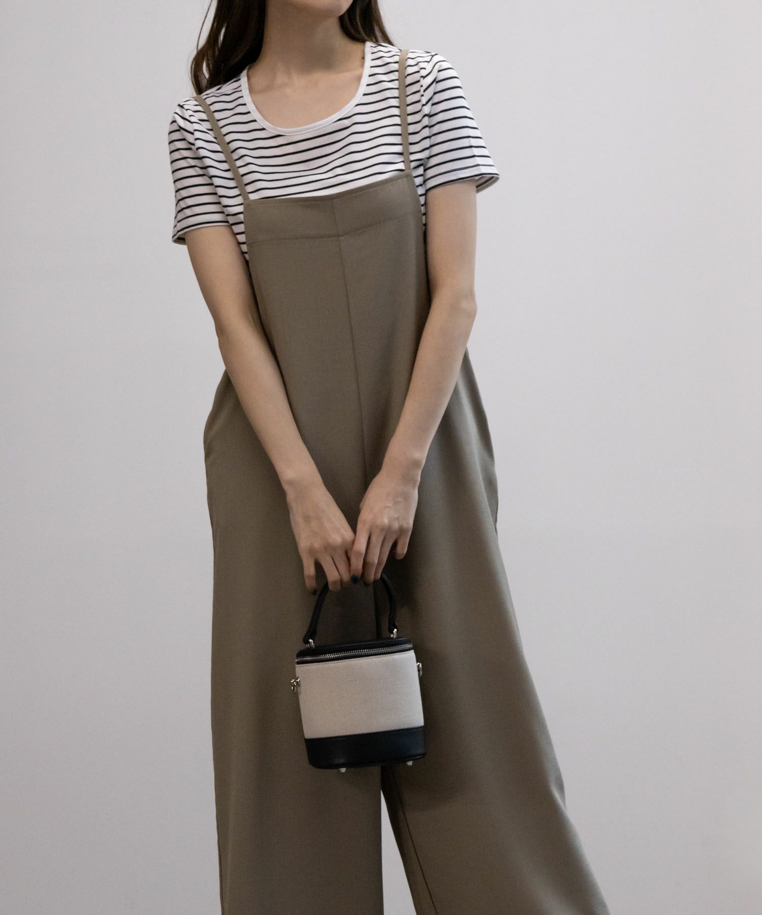NAVY 麻ライクサロペットアンサンブル レディース