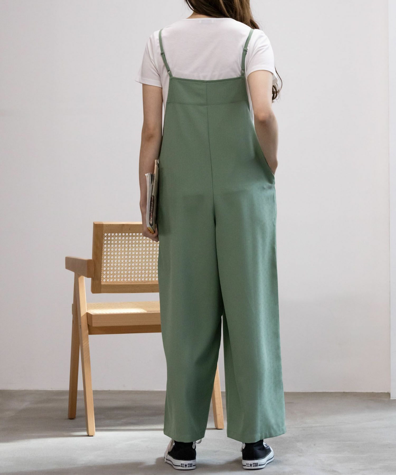 [期間限定価格]NAVY  麻ライクサロペットアンサンブル レディース商品画像-8