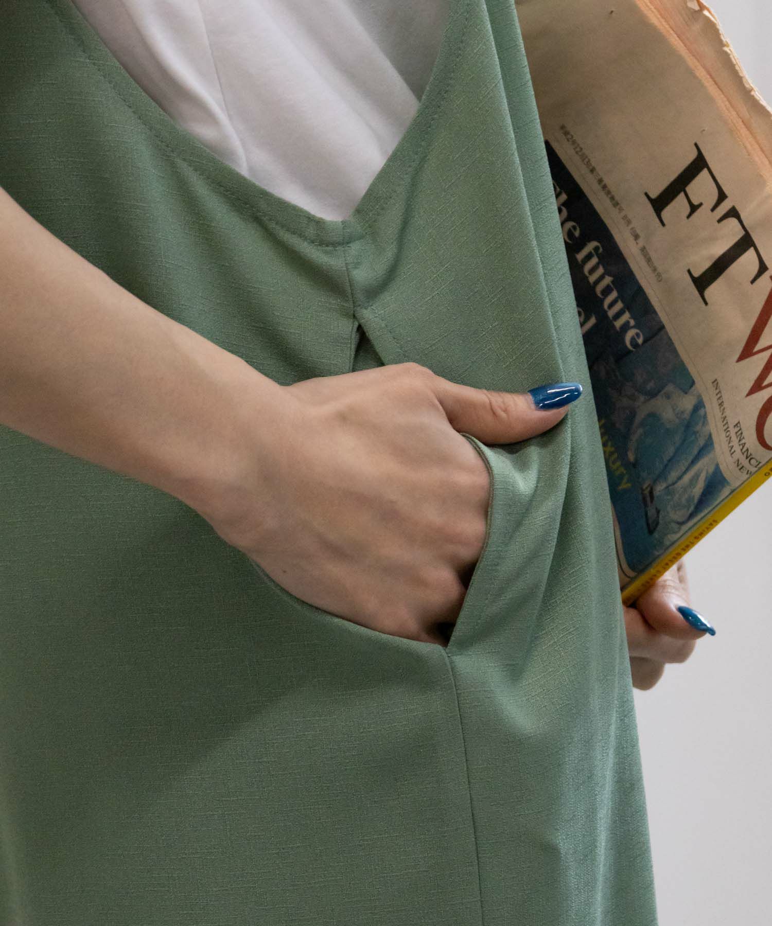 [期間限定価格]NAVY  麻ライクサロペットアンサンブル レディース商品画像-9