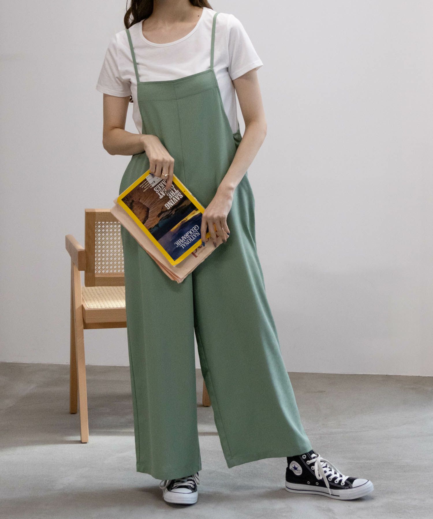 [期間限定価格]NAVY  麻ライクサロペットアンサンブル レディース商品画像-10